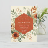 Terracotta Autumnal Foliage Wedding Kaart (Staand voorkant)