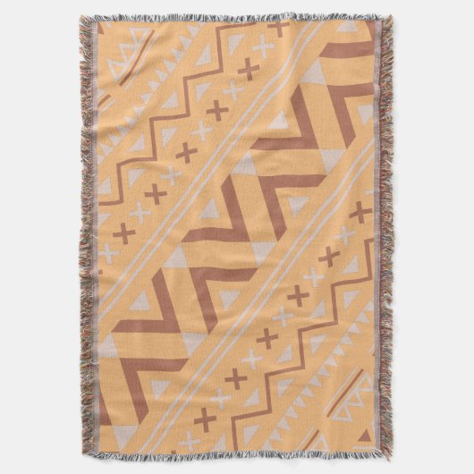 Terracotta Aztec Herringbone Modern Bohemian Style Deken (Voorkant Verticaal)