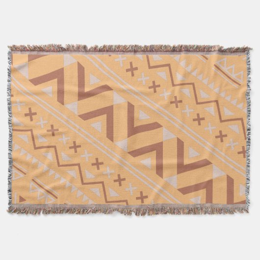 Terracotta Aztec Herringbone Modern Bohemian Style Deken (Voorkant)
