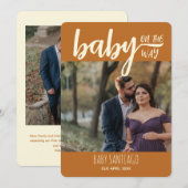 Terracotta Baby on Way Foto Zwangerschap Aankondiging (Voorkant / Achterkant)