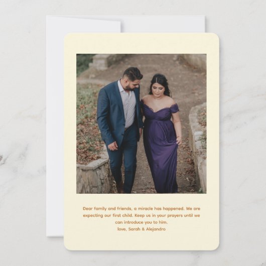 Terracotta Baby on Way Foto Zwangerschap Aankondiging (Achterkant)