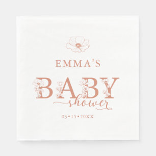 Terracotta Baby Shower   Elegante Wilde Bloem Bloe Servet