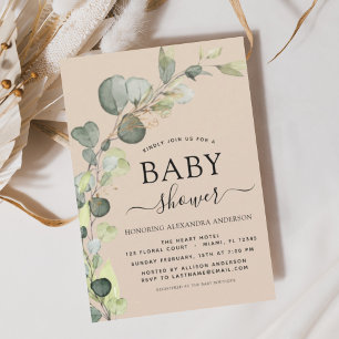 Terracotta Baby shower groen Eucalyptus Kaart