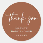 Terracotta Baby shower Ronde Sticker Modern Eenvou (Voorkant)