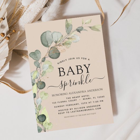 Terracotta Baby Sprinkle Shower Eucalyptus Kaart