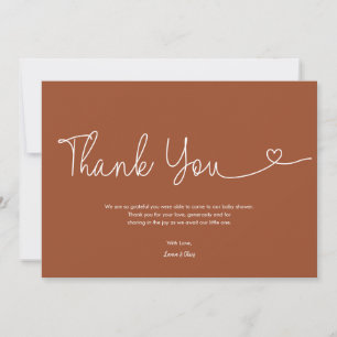 Terracotta babyshower script hart bedankkaart