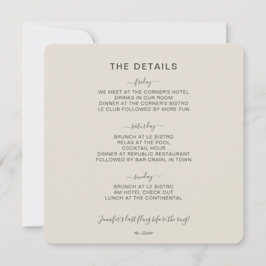 Terracotta Bachelorette Party Kaart (Achterkant)