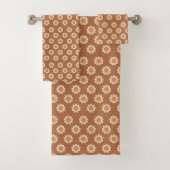 Terracotta badhanddoek groovy 70s ontwerp bad handdoek (Insitu)