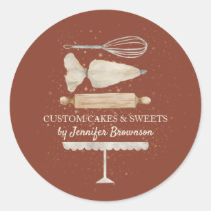 Terracotta bakkerij chef op maat zakelijk gebak ronde sticker