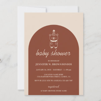 Terracotta Beer met Feesthoed Baby Shower Kaart
