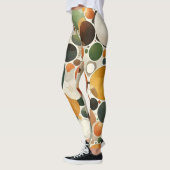 Terracotta Beige Aardkleuren Abstracte cirkels Leggings (Links)
