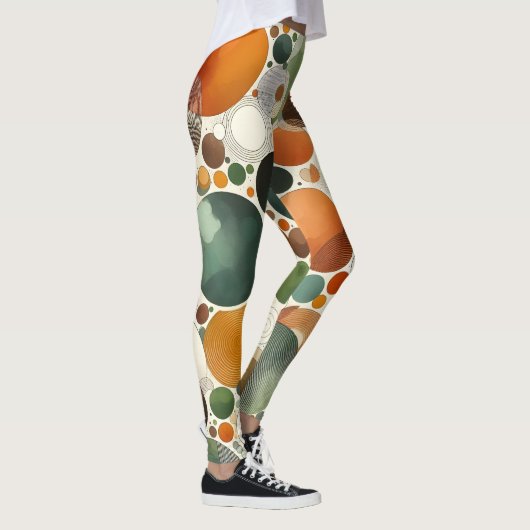 Terracotta Beige Aardkleuren Abstracte cirkels Leggings (Rechts)