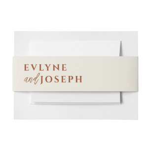 Terracotta Beige Boho Burnt Sinaasappel Bold Weddi Uitnodigingen Wikkel