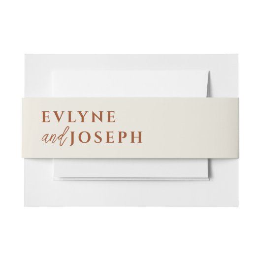 Terracotta Beige Boho Burnt Sinaasappel Bold Weddi Uitnodigingen Wikkel (Voorkant Voorbeeld)