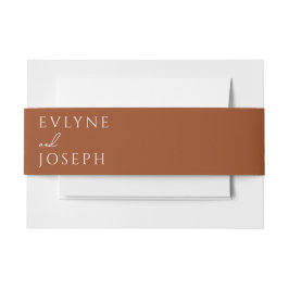 Terracotta Beige Boho Burnt Sinaasappel Unique Wed Uitnodigingen Wikkel