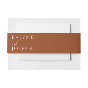 Terracotta Beige Boho Burnt Sinaasappel Unique Wed Uitnodigingen Wikkel