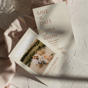 Terracotta Beige Boho Chic Aardse Moderne Bruiloft Save The Date