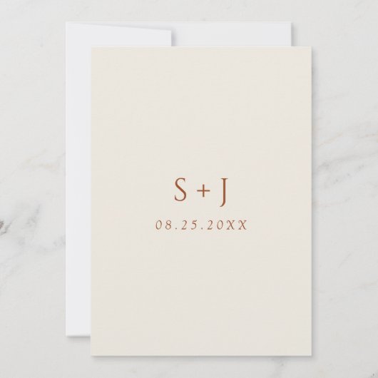 Terracotta Beige Boho Chic Aardse Moderne Bruiloft Save The Date (Achterkant)