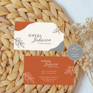 Terracotta & Beige Boho Minimalist Business Card Visitekaartje