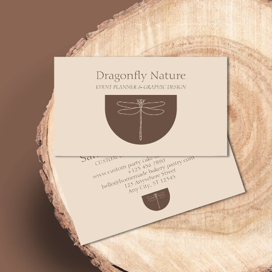 Terracotta Beige Dragonfly Contactkaartje