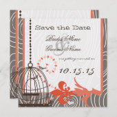 Terracotta Beige Drijfhout Liefdesvogels Vogelkooi Kaart (Voorkant / Achterkant)