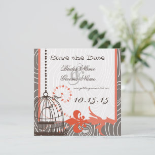 Terracotta Beige Drijfhout Liefdesvogels Vogelkooi Kaart