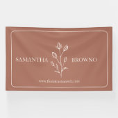 Terracotta Beige Gelijst Bloem Botanisch Spandoek (Horizontaal)