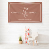 Terracotta Beige Gelijst Bloem Botanisch Spandoek (Insitu)
