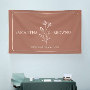 Terracotta Beige Gelijst Bloem Botanisch Spandoek