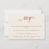 Terracotta Beige Handgeschreven Script Eenvoudig RSVP Kaartje (Voorkant)