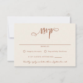 Terracotta Beige Handgeschreven Script Eenvoudig RSVP Kaartje