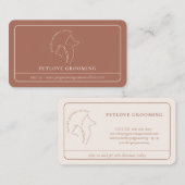 Terracotta beige Minimale Framed Line Cat Dog Pet Visitekaartje (Voorkant / Achterkant)