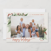 Terracotta Beige Modern Script Boho Greenery Foto Feestdagenkaart (Voorkant)