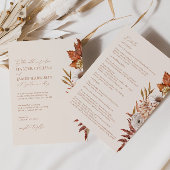 Terracotta Beige Moderne Bloemen Boho Herfstbruilo Kaart