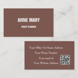 Terracotta Beige Moderne Evenementenplanner QR-cod Visitekaartje