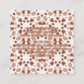 Terracotta Beige Naadloze Patroon Emboss Vierkante Visitekaartje (Achterkant)