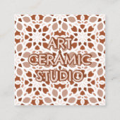 Terracotta Beige Naadloze Patroon Emboss Vierkante Visitekaartje (Voorkant)