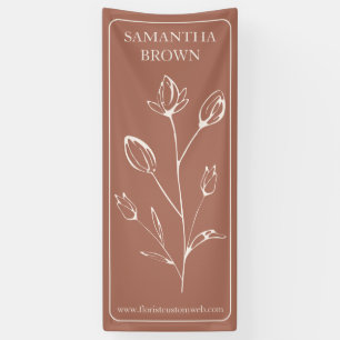 Terracotta Beige Omlijst Verticaal Logo Bloem voor Spandoek