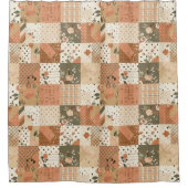 Terracotta Beige Patchwork Dekbed Rustieke Bloemen Douchegordijn (Voorkant)