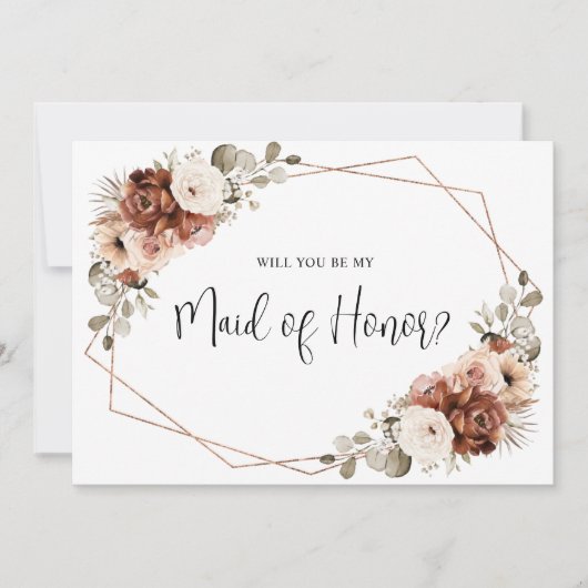 Terracotta Beige Sage word jij mijn dienstmeisje Kaart (Voorkant)