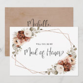 Terracotta Beige Sage word jij mijn dienstmeisje Kaart (Voorkant / Achterkant)