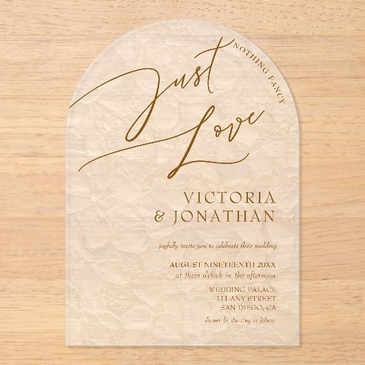 Terracotta Beige Trendy Simple Wedding  Acryl Uitnodigingen (Voorkant)