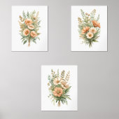 Terracotta Beige Wildflower Bloemen Waterverf Muurkunst Sets (Voorkant)