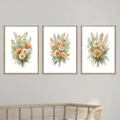 Terracotta Beige Wildflower Bloemen Waterverf Muurkunst Sets