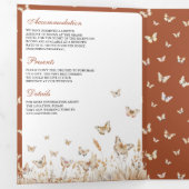 Terracotta Beige Wildflower Butterfly Arch Wedding Drieluik Uitnodiging (Binnenzijde eerst)