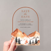 Terracotta Bergboog Trouwkaart Save the Date Acryl Uitnodigingen (Insitu (Draagbaar))