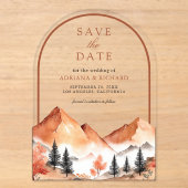 Terracotta Bergboog Trouwkaart Save the Date Acryl Uitnodigingen (Voorkant)