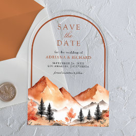 Terracotta Bergboog Trouwkaart Save the Date Acryl Uitnodigingen