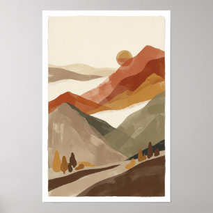 Terracotta berglandschap poster