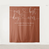 Terracotta Best Day Ever Hart Script Bruiloft Wandkleed (Voorkant)